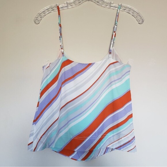 ASTR the Label Anthropologie Pop Orange Stripe Boho Tank Top Pastel Light Crepe - Picture 10 of 10